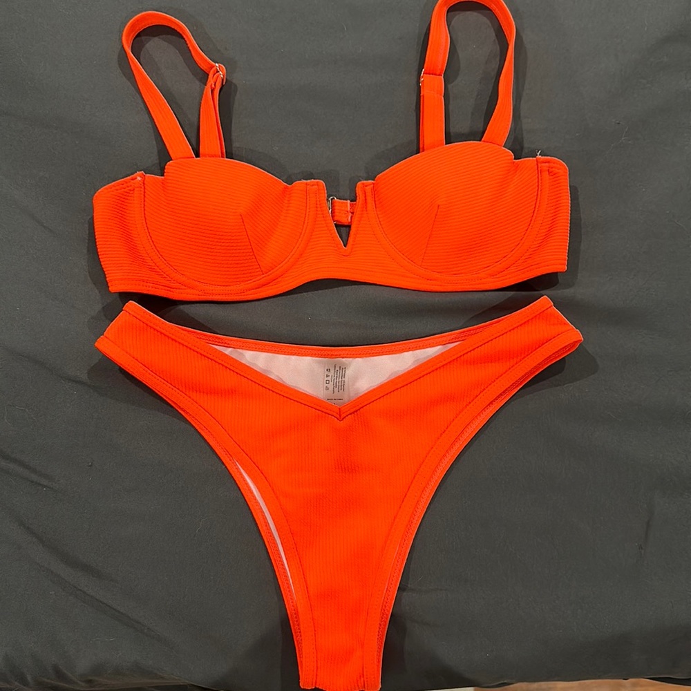 Neon orange bikini set